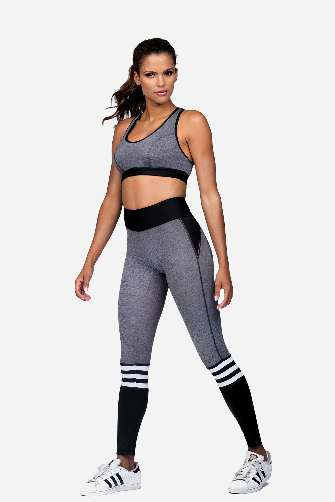 Damen Sport-BH Fitness Top L5165 – Schwarz/Grau | S–XL