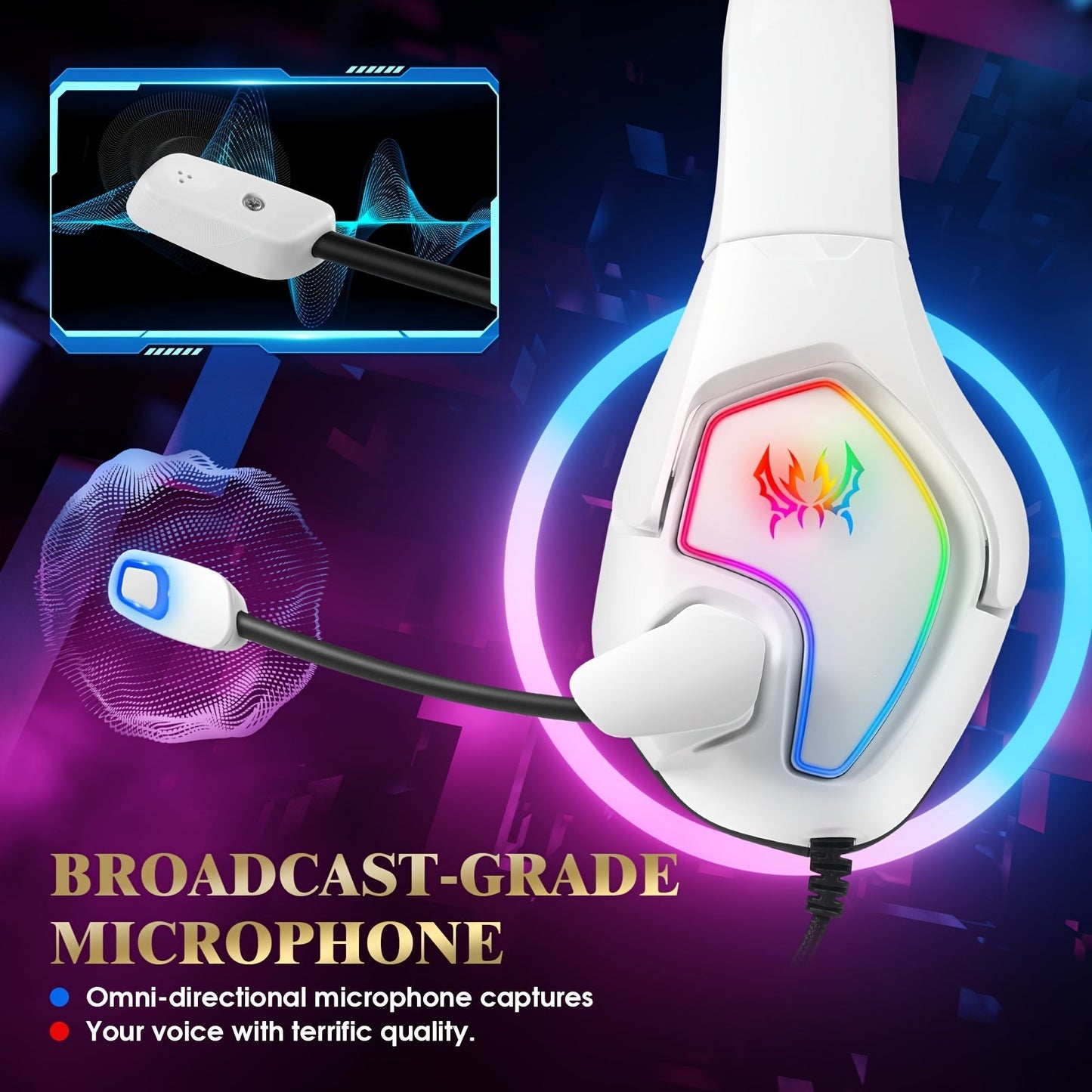 Gaming Headset 7.1 Surround mit RGB & Noise-Cancelling-Mikrofon – PS4, PS5, Xbox, PC, Switch