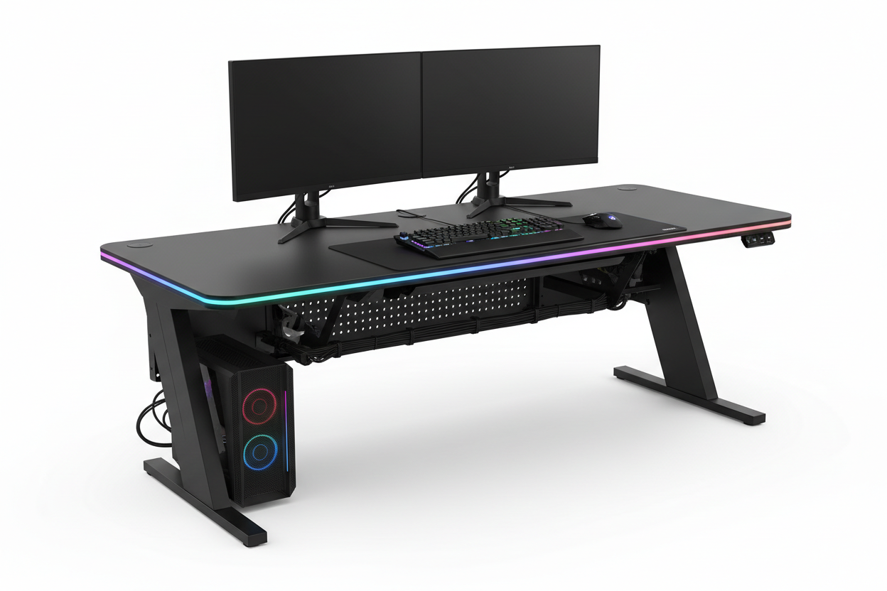 Premium Gaming Tisch XL mit RGB LED Beleuchtung