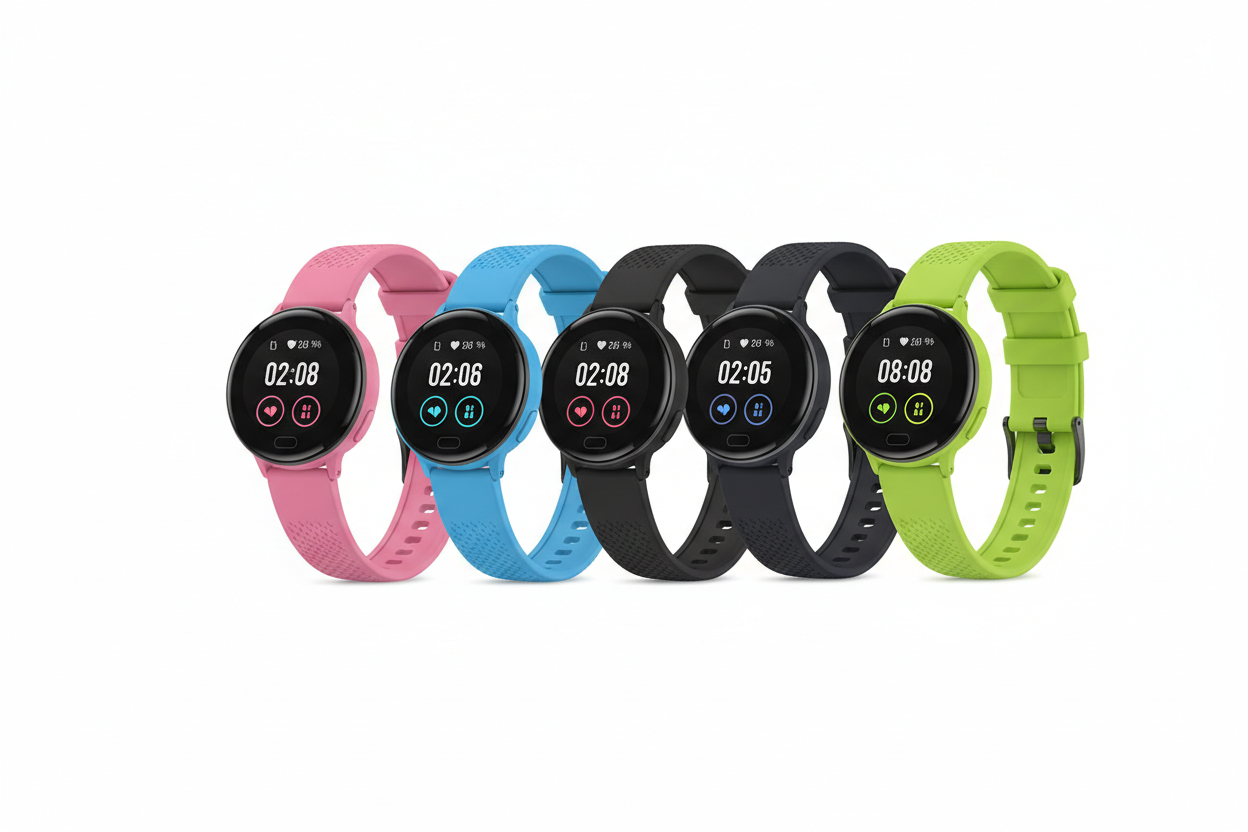 Fitness Smartwatch in verschiedenen Armband Farben