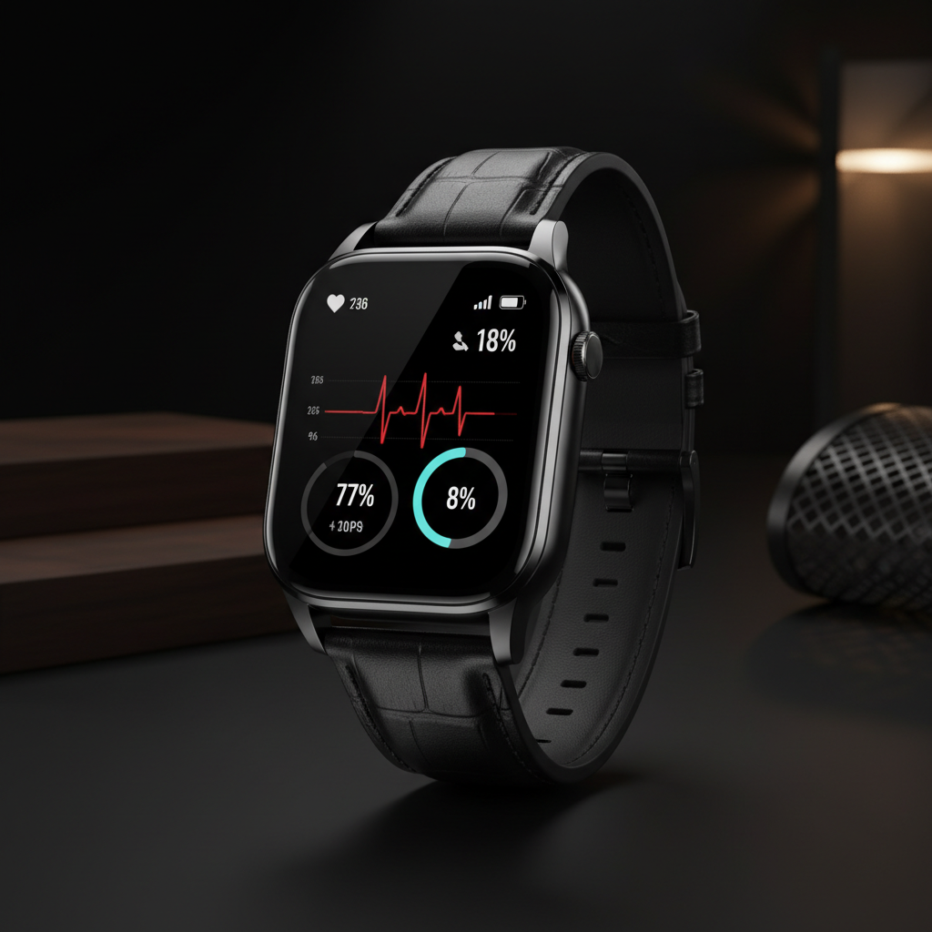 Premium Smartwatch mit AMOLED-Display und Lederarmband