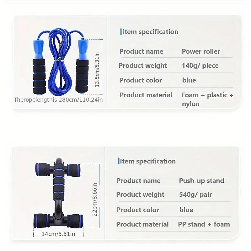 Abdominal Fitness Wheel Set – 12-teilig | Core Training | Blau