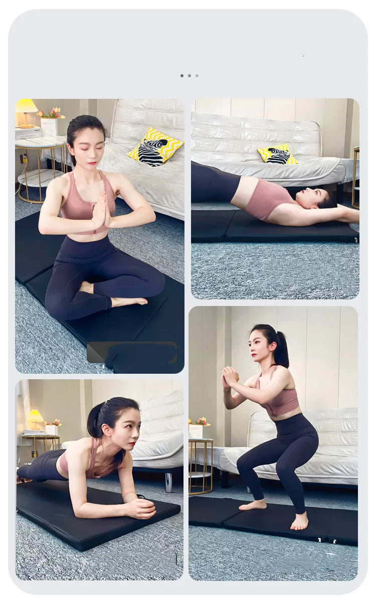 NNEOBA Tri-Fold Fitness Matte – Schwarz | Leder & Schaumstoff | 180x60cm