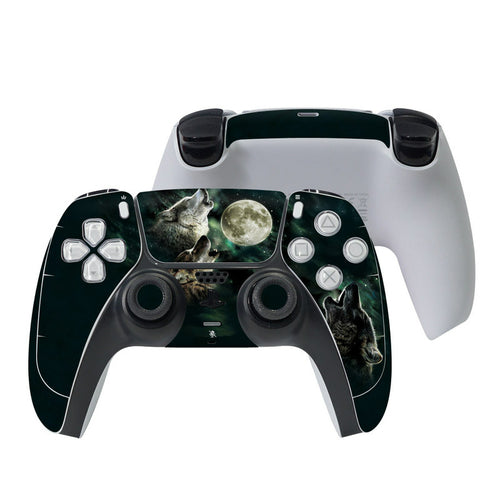 Sony PS5 Controller Skin – Drei Wölfe Mond Design | DecalGirl