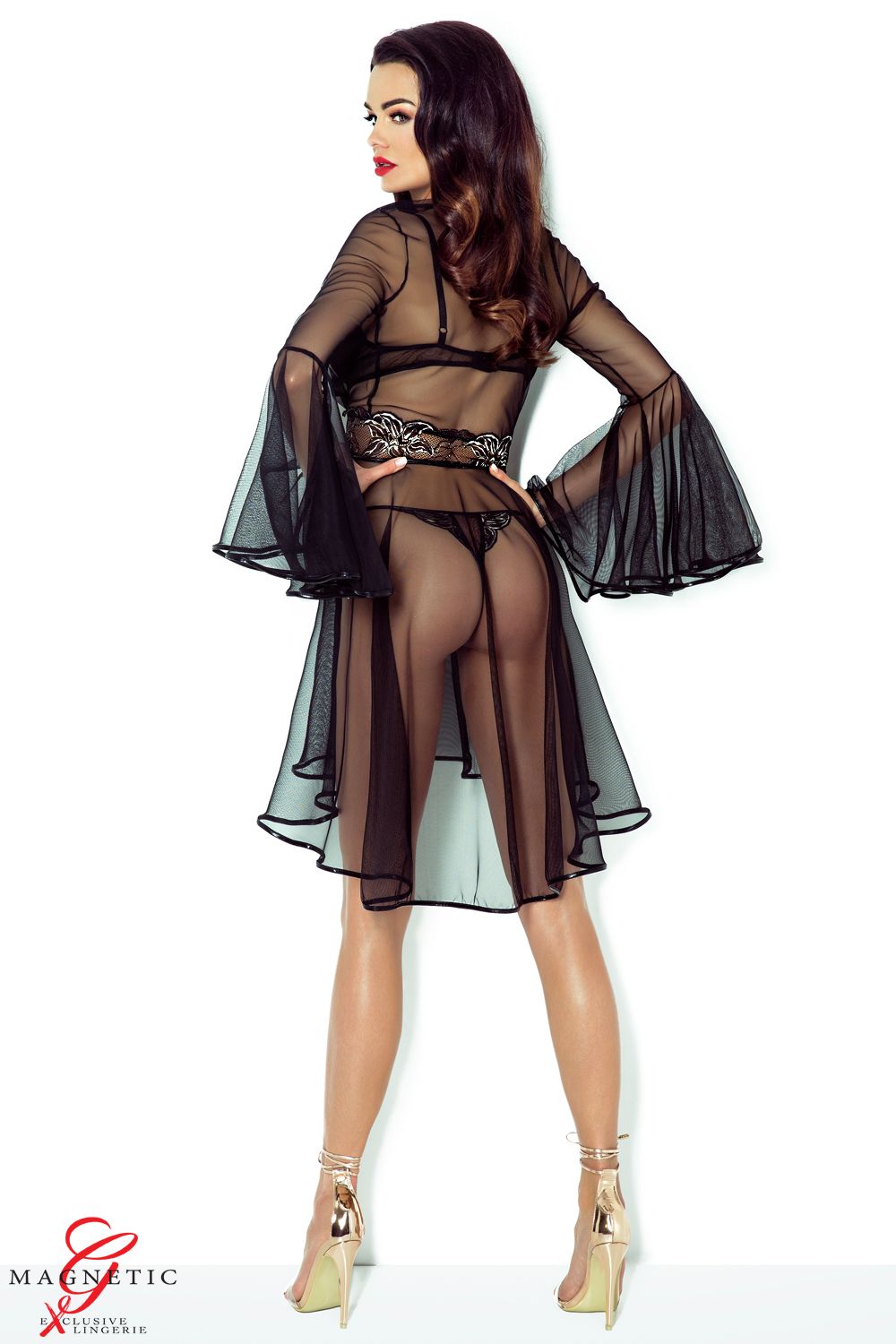 Schwarzer Kimono „Cassandra“ von Demoniq – Verführerischer Morgenmantel S–XXL