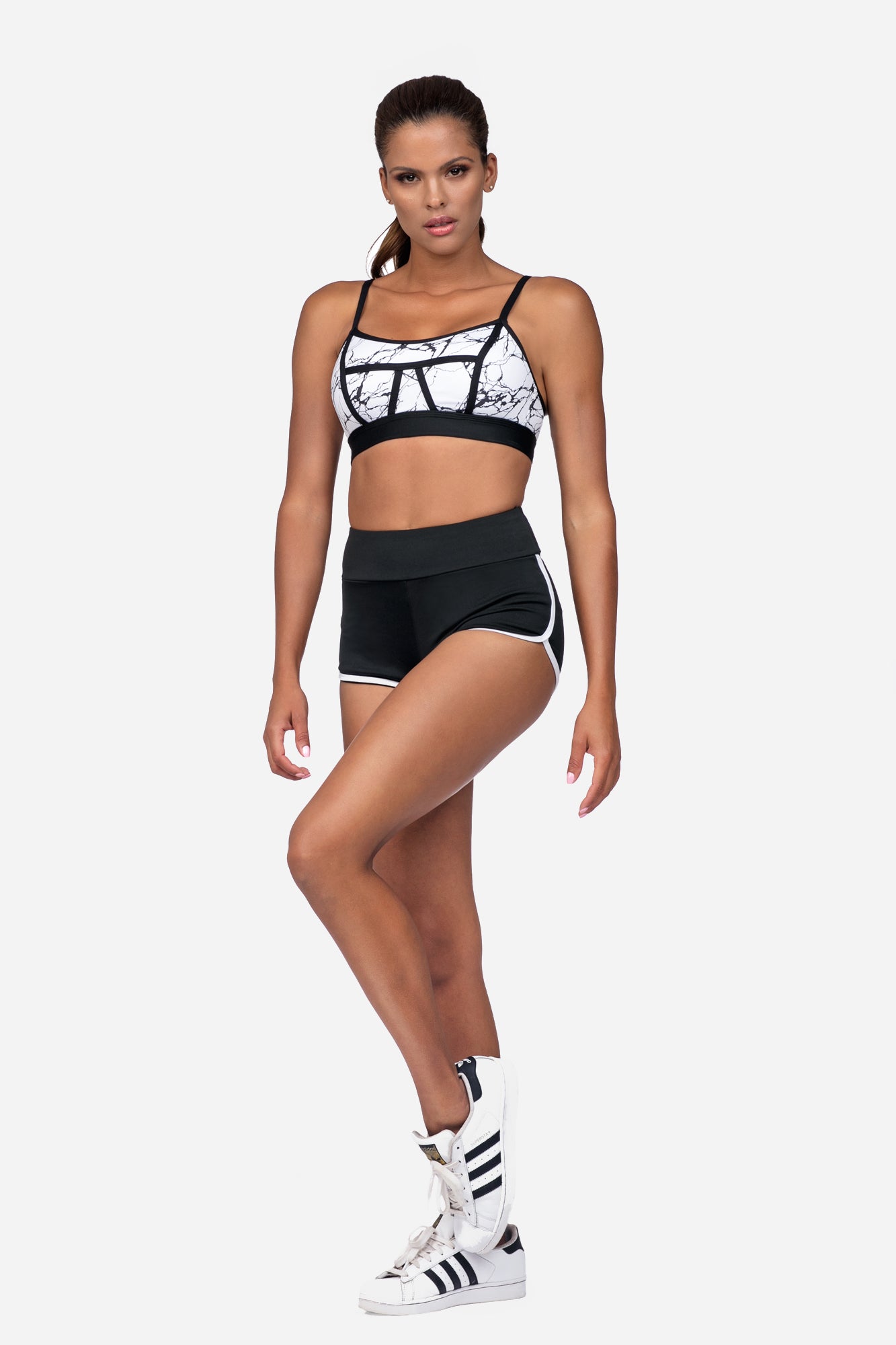 Damen Sport-BH Fitness Top L5160 – Schwarz/Weiß | S–XL