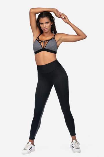 Sport BH Fitness Top | Gepolstert & Verstellbar | Schwarz/Grau