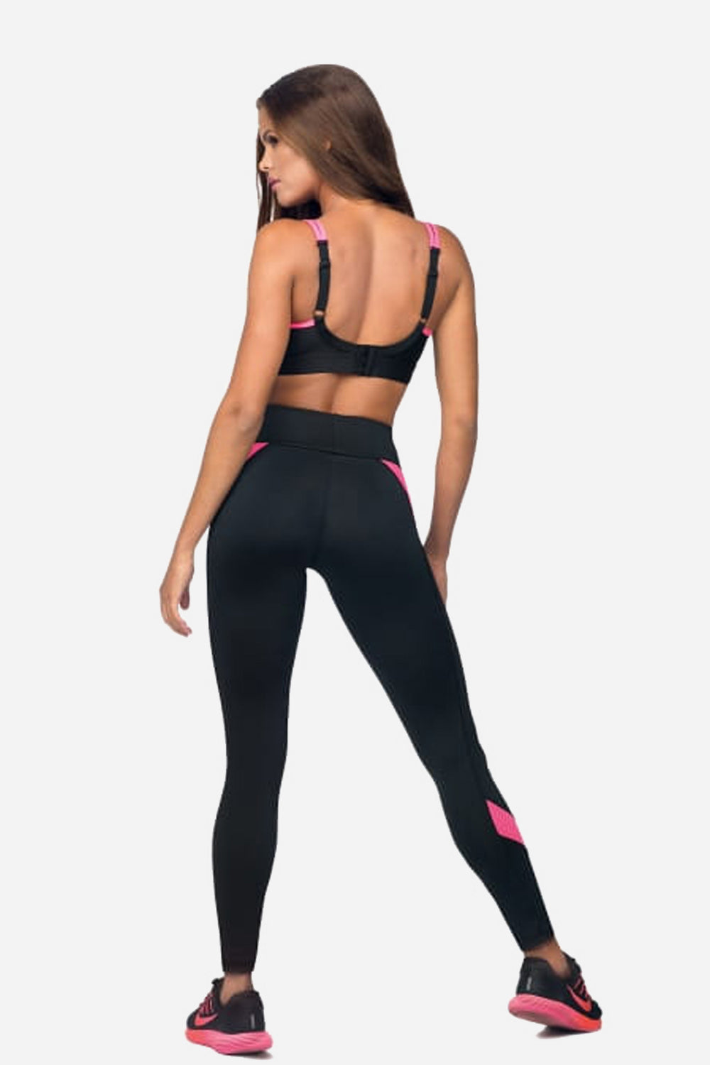 Sport BH Fitness Top | Netz-Detail & Verstellbar | Schwarz/Pink