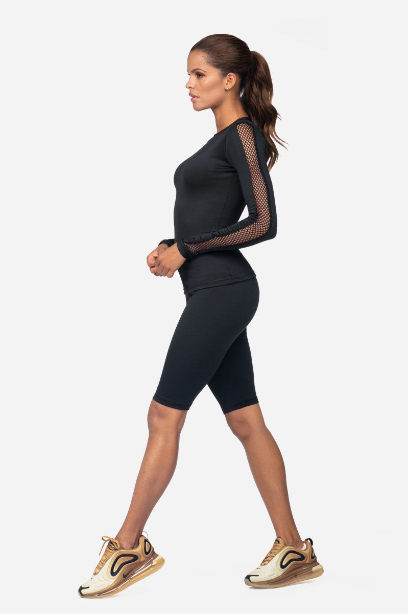 Lorin L9043 – Kurze Sport-Leggings | High-Waist | Schwarz