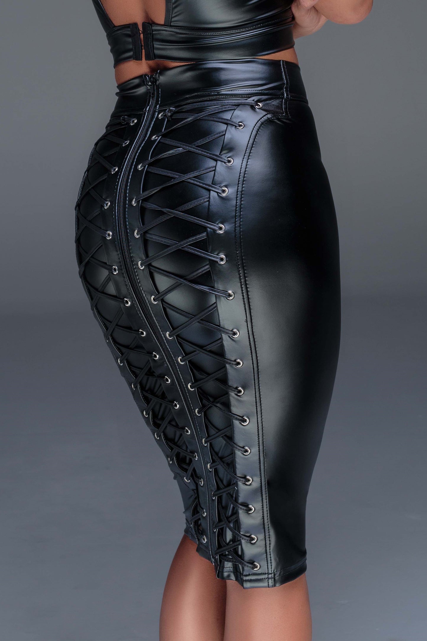 Noir Handmade Powerwetlook Pencil Skirt F152 – Schwarz