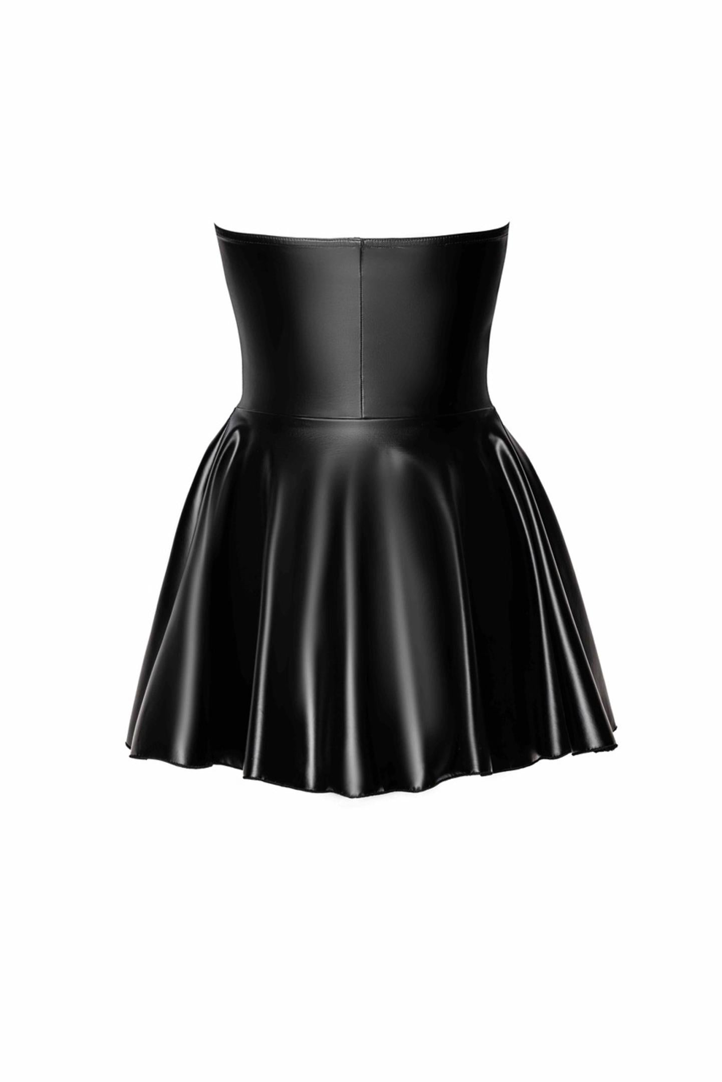 Schwarzes Wetlook-Minikleid „F308“ von Noir Handmade – Reißverschluss & Neckholder S–3XL