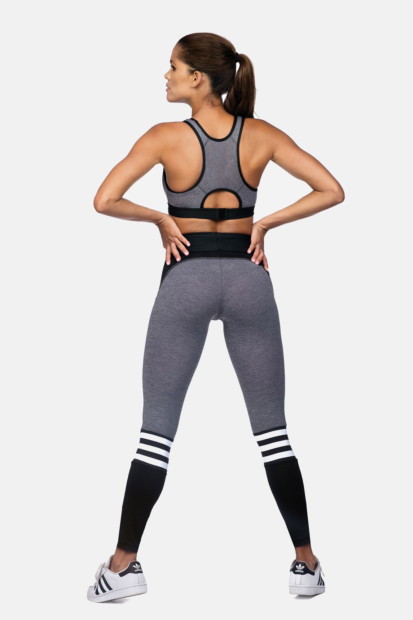 Damen Sport-BH Fitness Top L5165 – Schwarz/Grau | S–XL