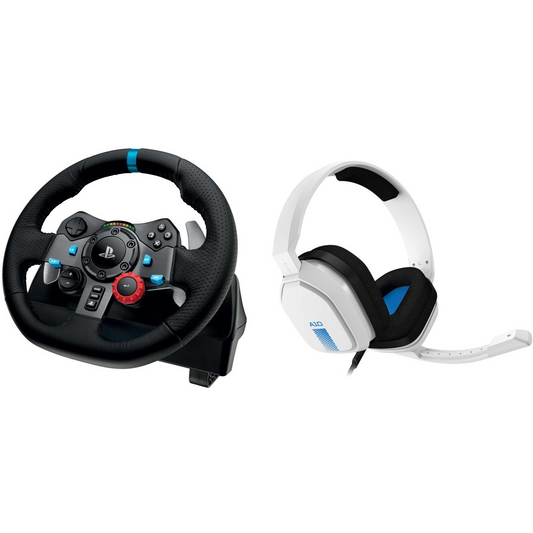 Logitech G29 Driving Force Racing Wheel + Astro A10 Headset Bundle – PS5, PS4, PS3 & PC