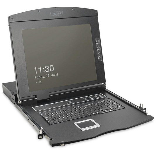 19" HD LCD KVM Konsole 8-Port VGA – Rack-montierbar mit Deutscher Tastatur