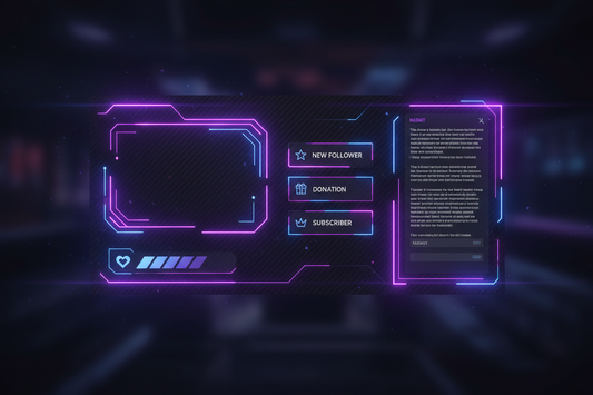 Gaming Streaming Overlay Pack mit Webcam-Rahmen und Alerts