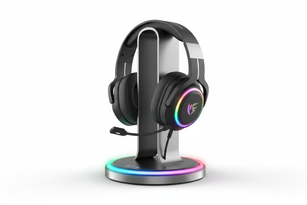 Gaming Headset Ständer mit RGB LED Frontansicht