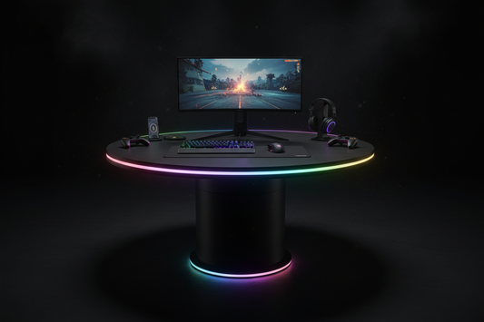Runder Gaming Tisch mit LED – Frontansicht