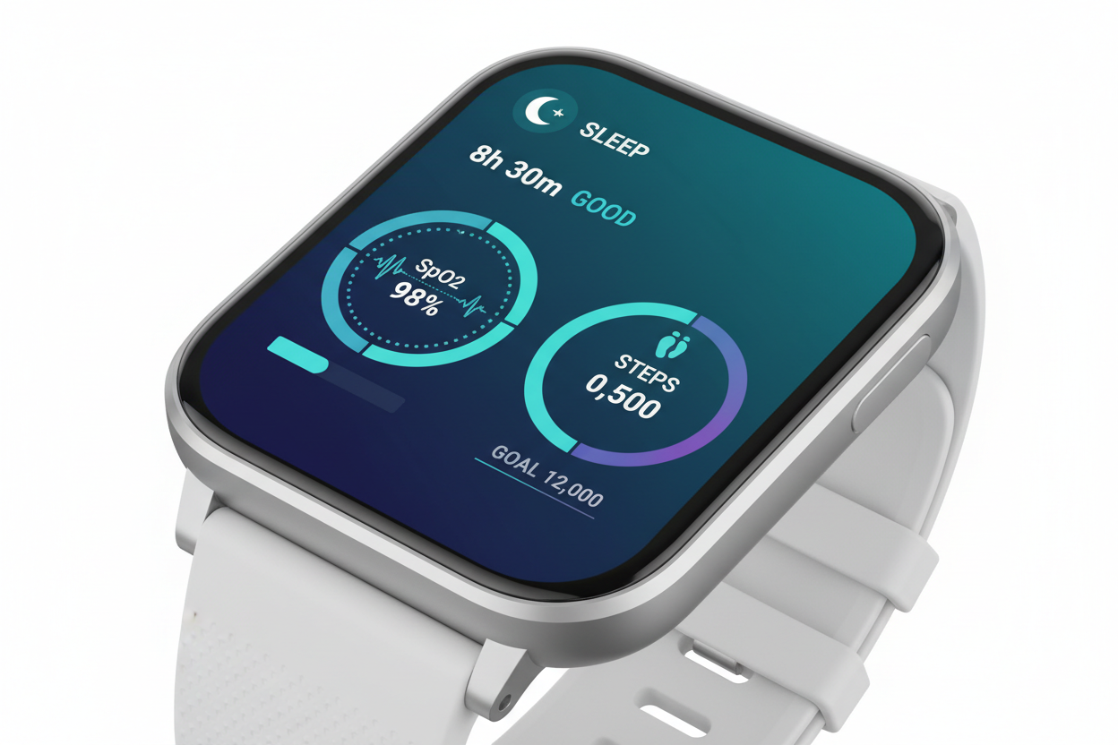 Smartwatch Display mit Schlaftracking SpO2 und Schrittzähler