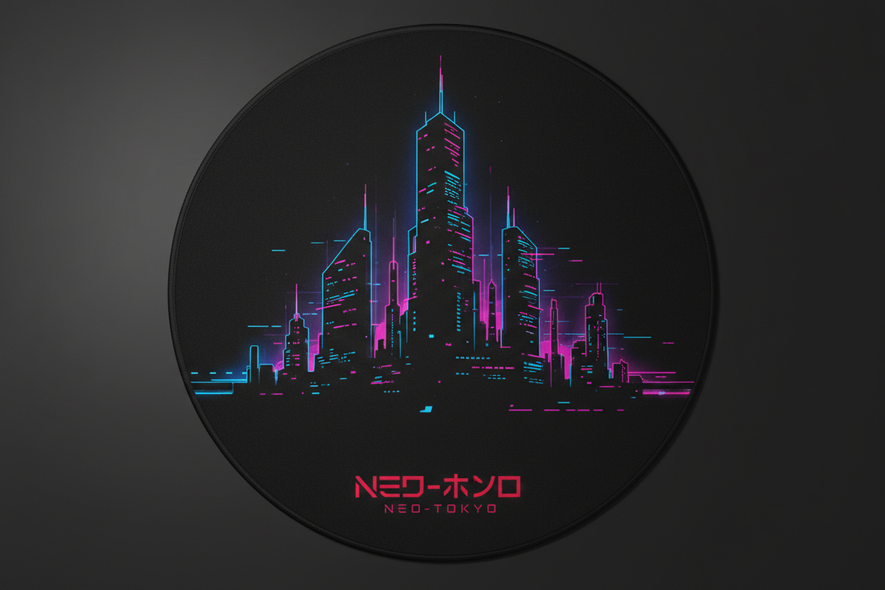 Gaming Teppich Neon City Cyberpunk Design