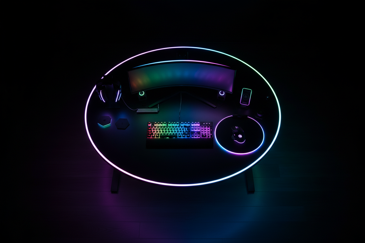 Runder Gaming Tisch – Vogelperspektive