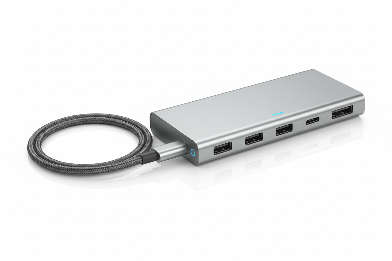USB-Hub 7-in-1 Aluminium Frontansicht