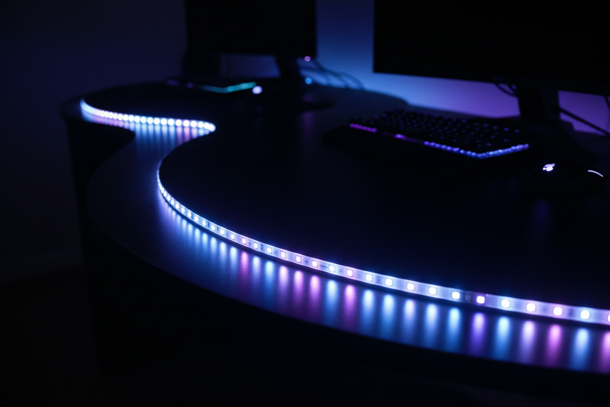 Runder Gaming Tisch – LED Nahaufnahme