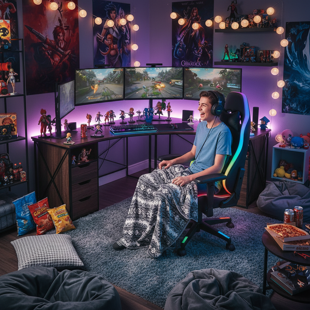 Jugendlicher im Gaming-Stuhl