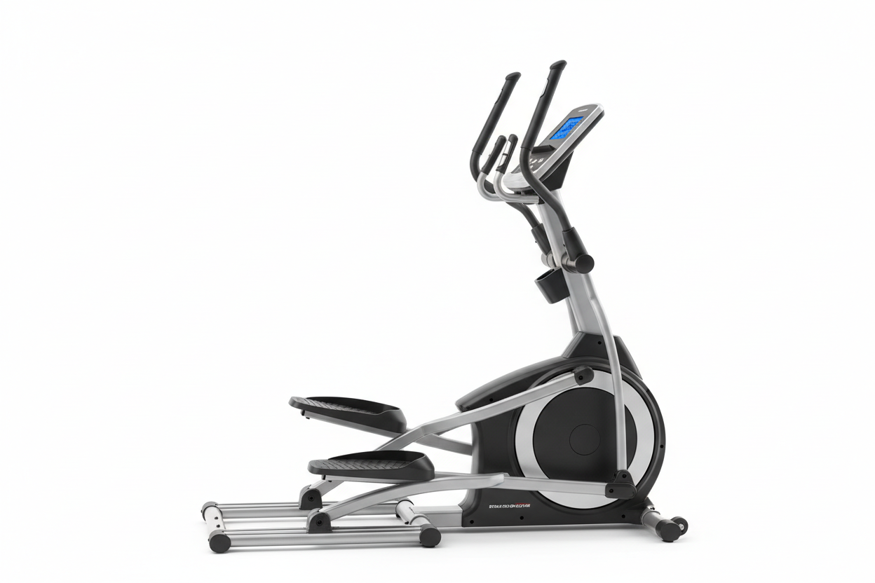 Crosstrainer Seitenansicht mit Pedalen und Handgriffen