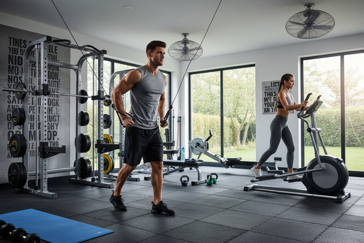 Person beim Training im Komplett-Heimgym
