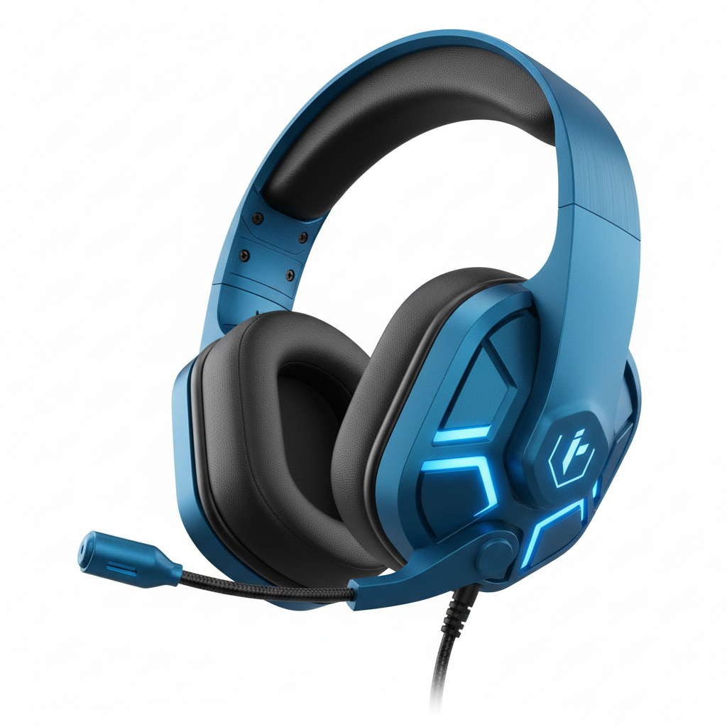 Blauer Gaming-Kopfhörer – weißer Hintergrund