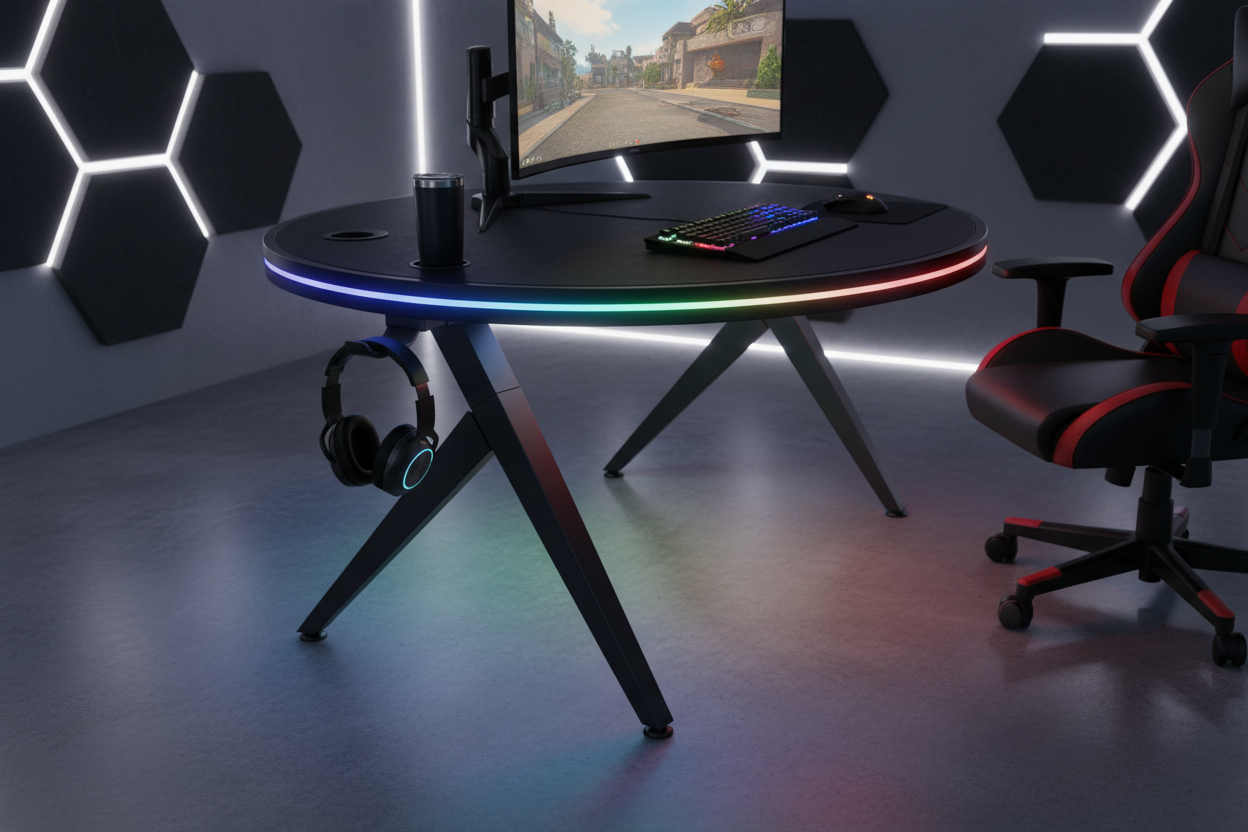 Runder Gaming Tisch – Seitenansicht