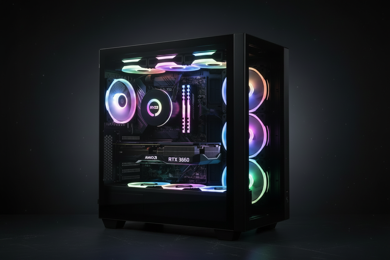 Gaming-PC Tower mit RGB-Beleuchtung