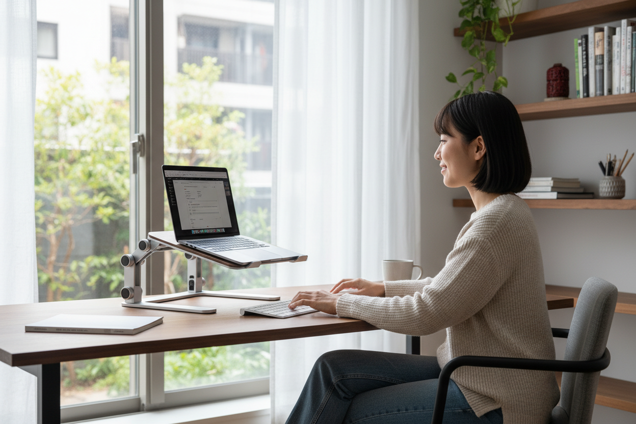 Laptopständer im Einsatz im Homeoffice