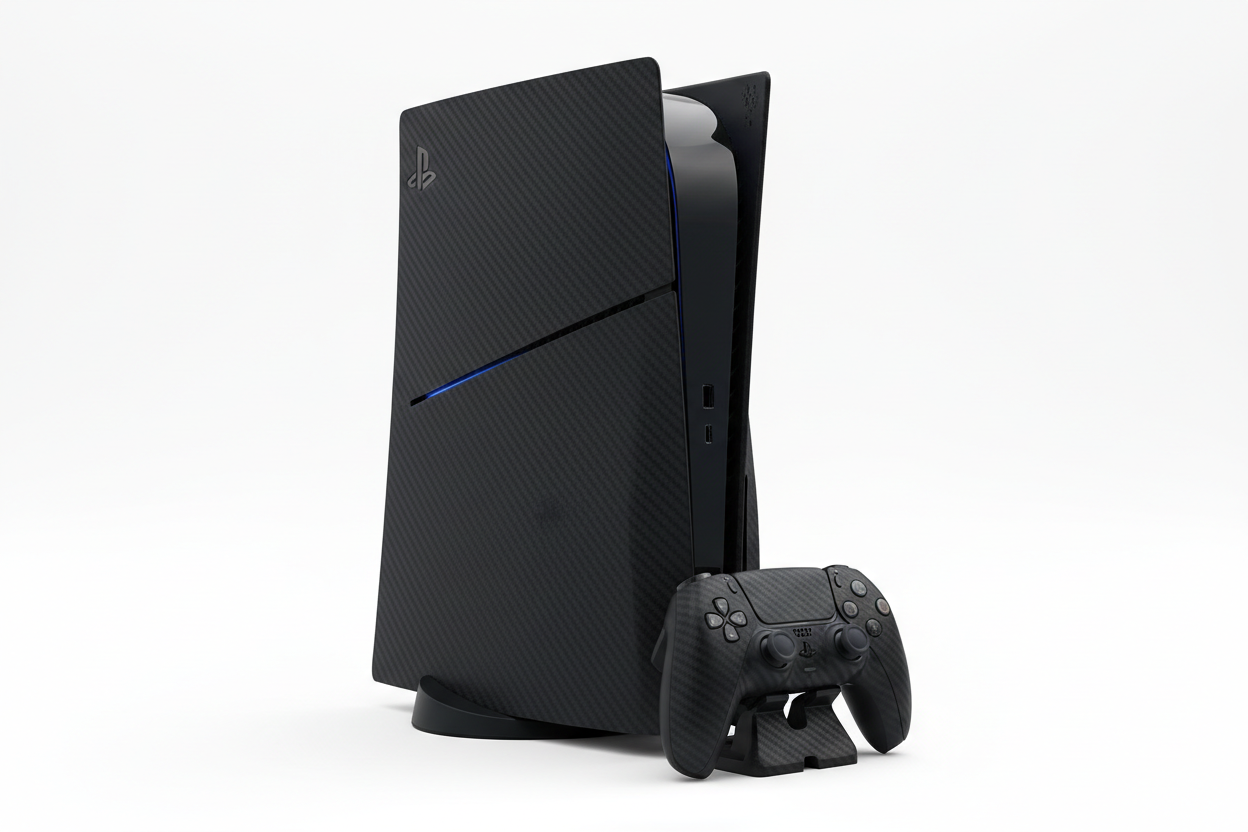 PS5 Skin Carbon Fiber Design auf Konsole