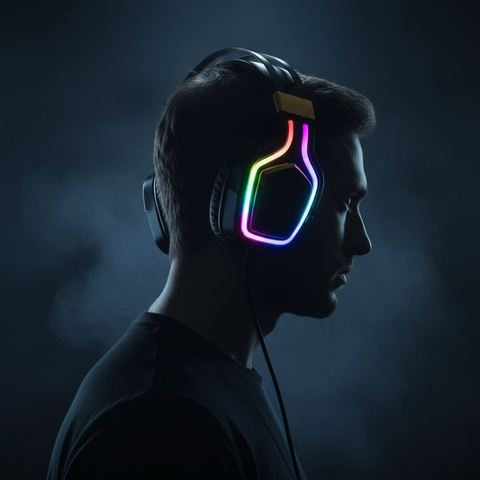 Gaming Kopfhörer RGB Pro aufgesetzt