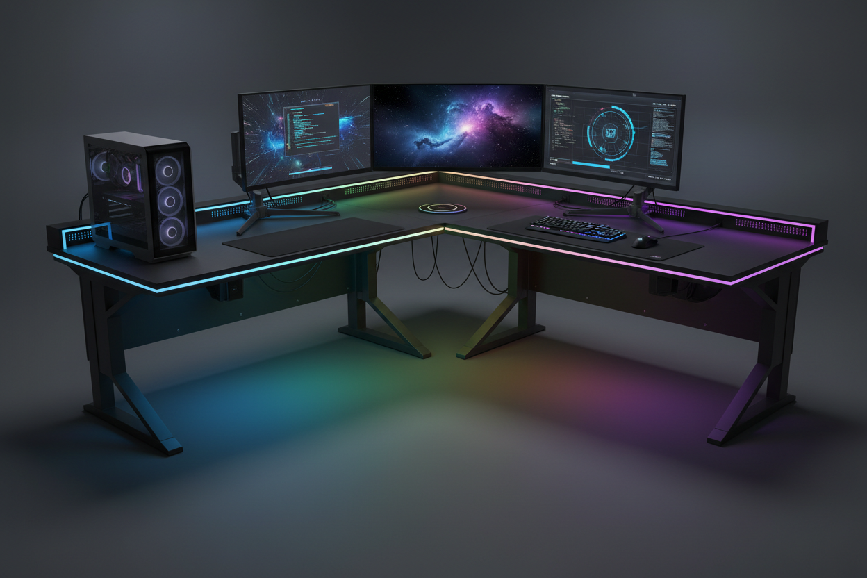 Gaming Tisch mit LED – Frontansicht