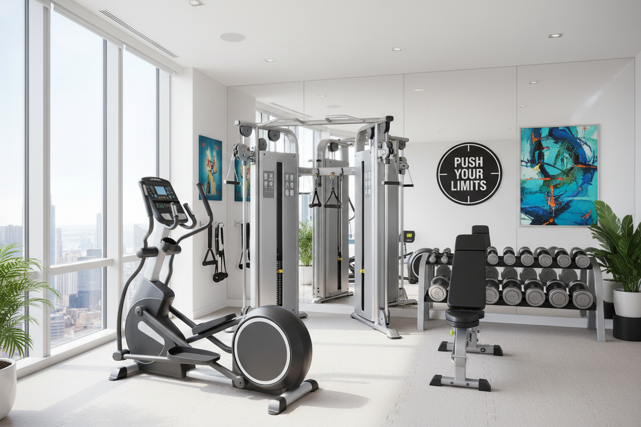 Modernes Heimgym mit kompletter Ausstattung