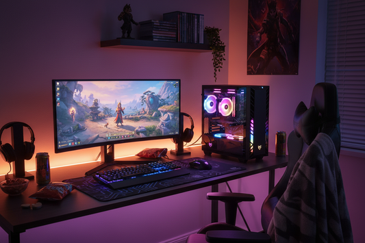 Einsteiger Gaming Tower PC im Gaming-Zimmer Setup