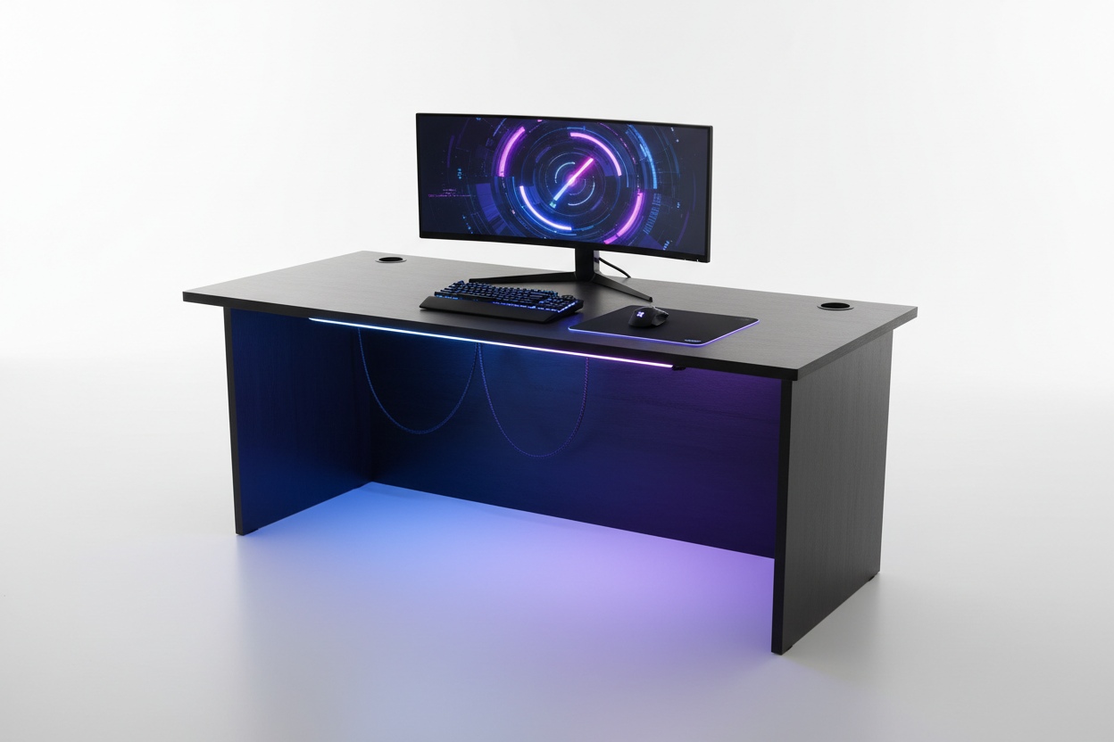Gaming Schreibtisch mit RGB-LED-Beleuchtung