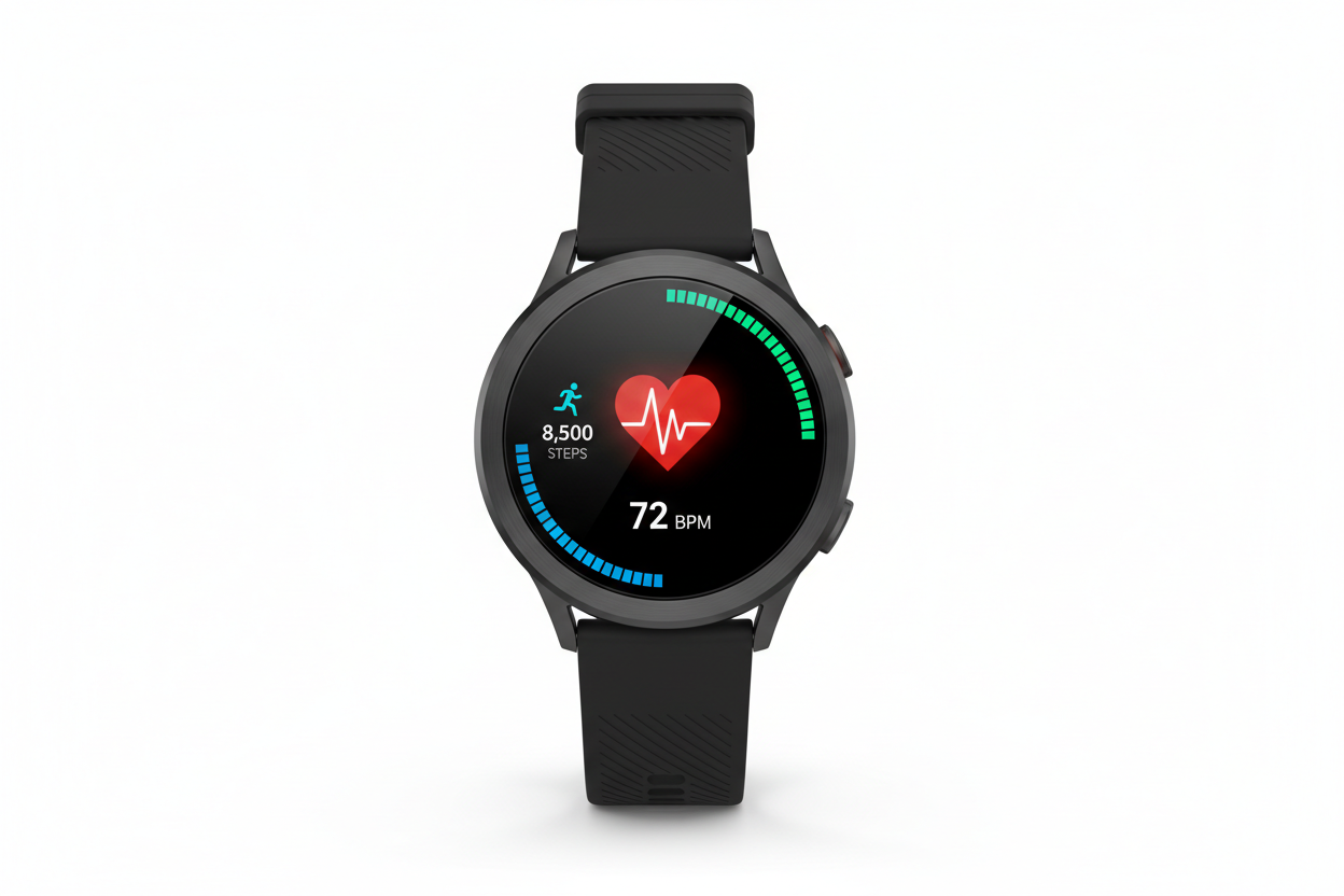 Fitness Smartwatch mit Farbdisplay und schwarzem Armband