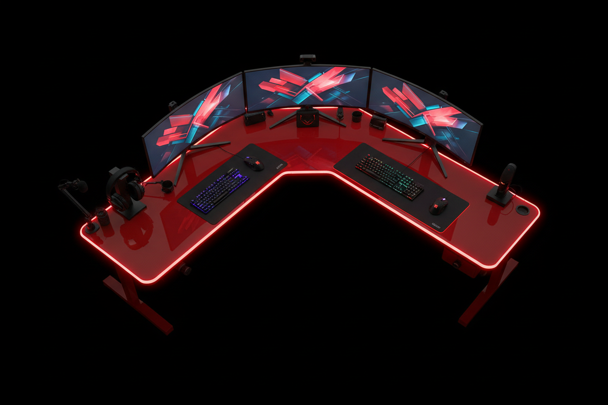 Gaming Eckschreibtisch Rot XL Vogelperspektive