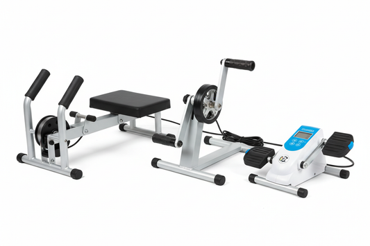 Reha-Bundle mit Handkurbelergometer, Beintrainer und Rudergerät