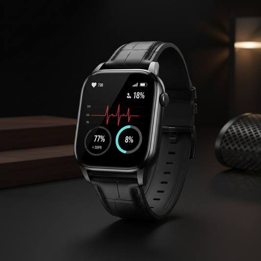 Premium Smartwatch mit AMOLED-Display und Lederarmband