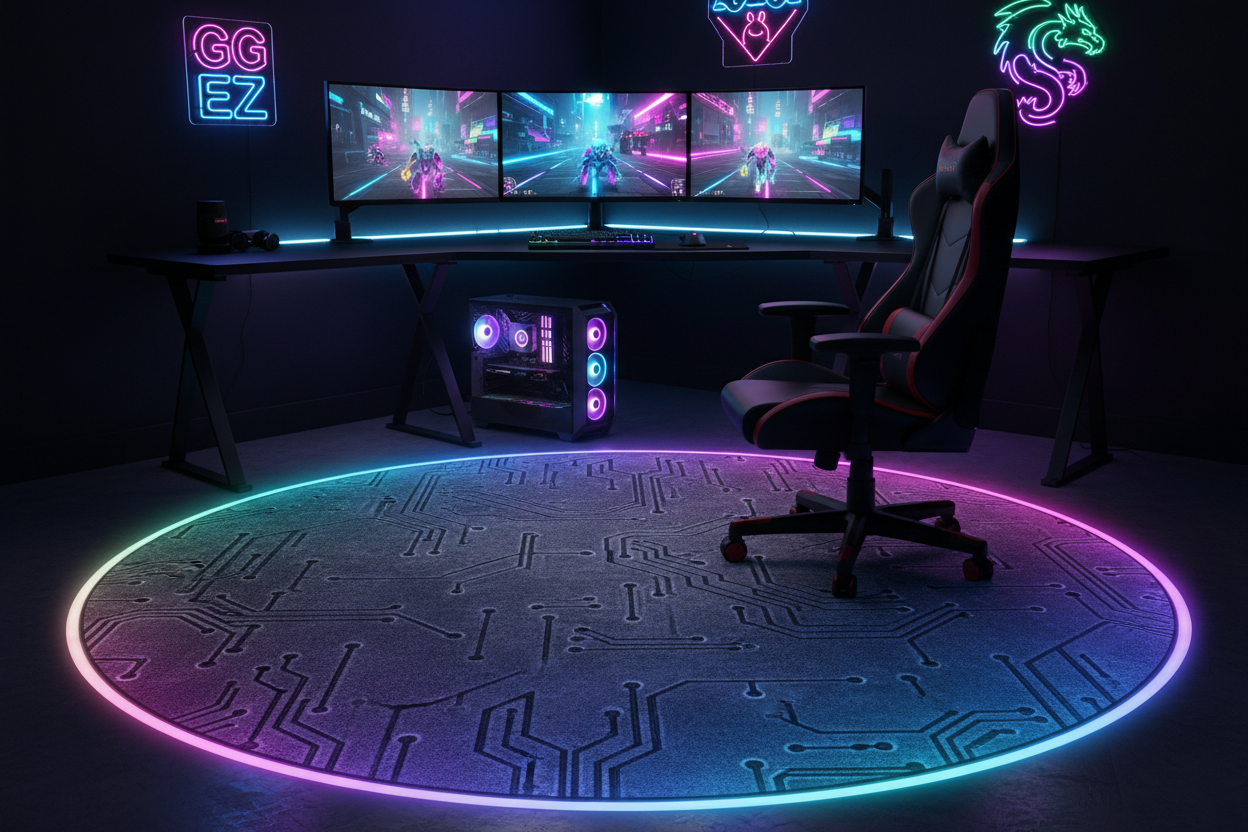 Gaming-Teppich mit LED im Gaming-Setup