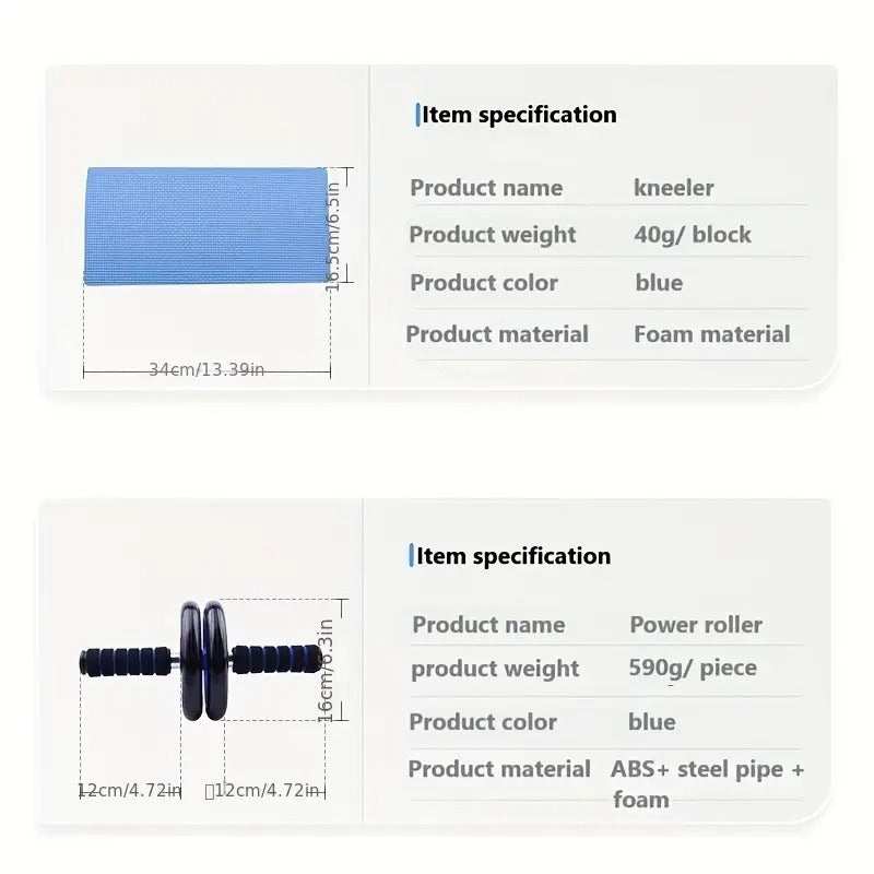Abdominal Fitness Wheel Set – 12-teilig | Core Training | Blau