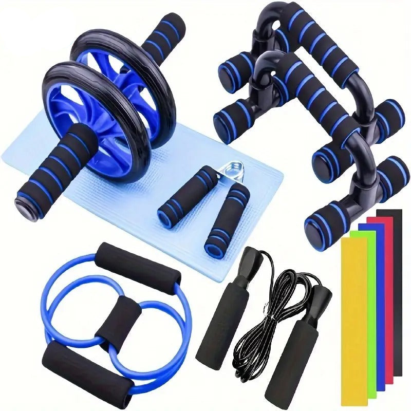 Abdominal Fitness Wheel Set – 12-teilig | Core Training | Blau